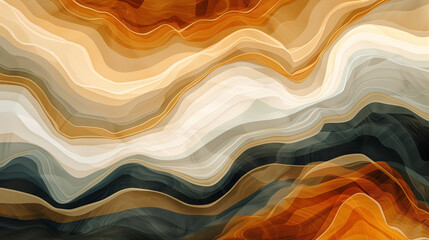 Abstract Painting With Wavy Lines and Colors