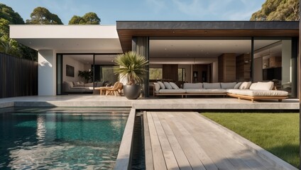 modern villa with pool,luxury,resort,outdoor