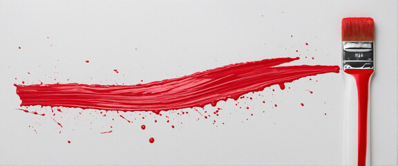 Red paint stroke texture on transparent background