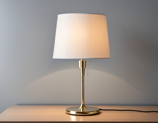 modern table lamp with glowing light, png file of isolated cutout object with shadow on transparent background