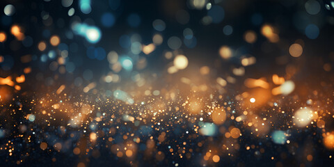 water drops on a glass, A background showing lights snow and some bright colors in the style of dark gold, Beautiful white bokeh lights effect background, Generative AI