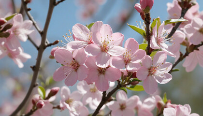 Obraz premium Vibrant spring flowers in morning sunlight