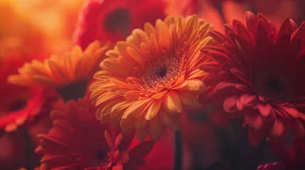 Foto op Canvas Vibrant Red and Yellow Gerbera Daisies in Field © Nelson