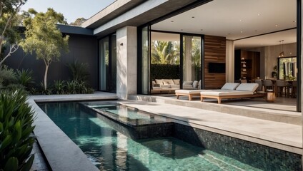 Obraz na płótnie Canvas modern villa with pool,luxury,resort,outdoor