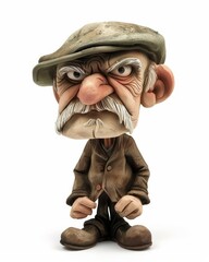 Plasticine caricature of an old grumpy man - obrazy, fototapety, plakaty