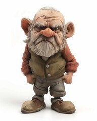 Plasticine caricature of an old grumpy man - obrazy, fototapety, plakaty