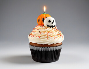 Halloween-themed Cupcake Cutout with Transparent Background - obrazy, fototapety, plakaty