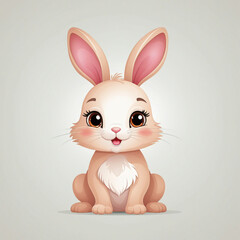 Obraz premium Simple Cartoon Bunny Logo Vector Illustration