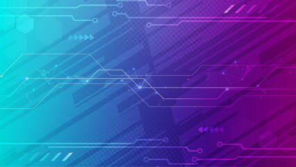 Gradient Digital technology background. Network connection dots and lines. Futuristic background for various design projects such as websites, presentations, print materials, social media posts