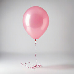 Single pink balloon on neutral background
