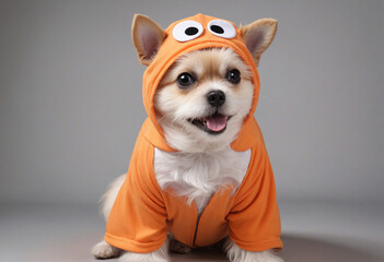 Adorable puppy in spooky Halloween outfit