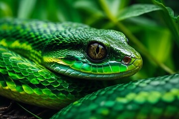 Fototapeta premium Close up of a green snake