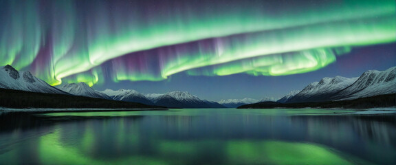 Gorgeous nature landscape with the northern lights