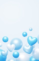 3D背景素材_ハート_水色