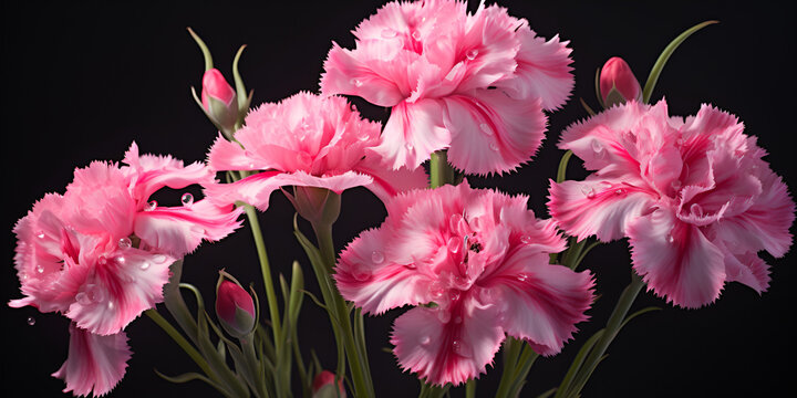bouquet of pink flowers, A macro photograph of Pink Lisianthus octane render cinematic volumetric lighting shot on IMAX 7, Generative AI