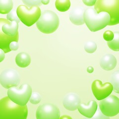 3D背景素材_ハート_緑