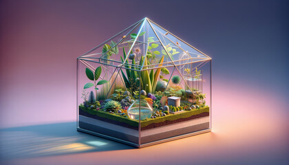 Agroecology Terrarium: A Photorealistic Miniature Ecosystem of Sustainable Farming