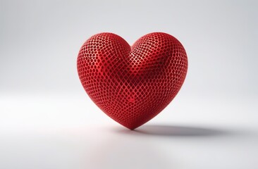 little volumetric red heart on a white background