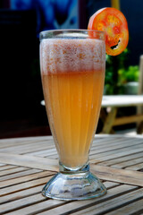 a glass of tomato juice