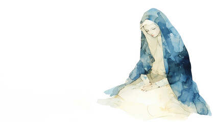 Holy Mary watercolor on white, Mother of jesus, Religion, Christianity