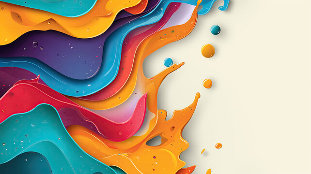 colorful wavy paper background by design on a light background, in the style of fluid, illustration, drips and splatters, colorful abstract background
