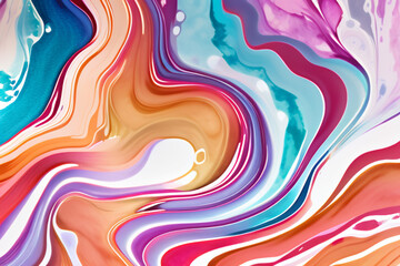 Fototapeta premium Closeup of abstract watercolor paint background texture with liquid fluid marbled paper texture banner texture. Generative AI (생성형 AI)