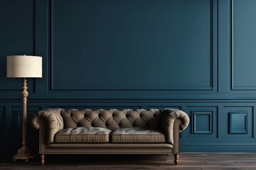 Luxury Couch in a Blue Living Room