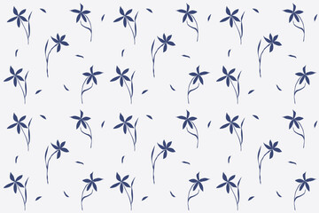 Fototapeta premium flowers with leaves in blue color background