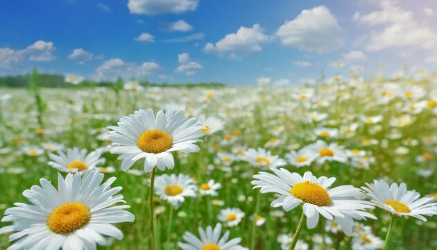 field of white daisies and blue sky © IB Photography