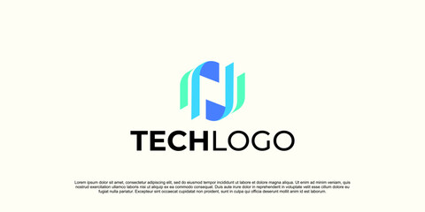 creative letter n logo, technology company symbol
