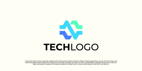 creative letter n logo design technology