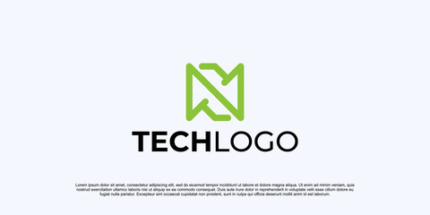 creative letter n logo design technology