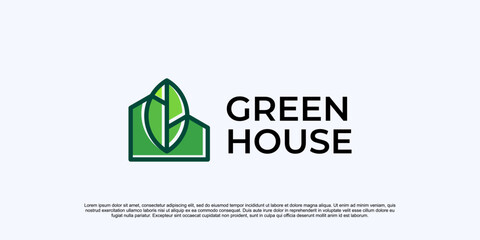 Green House logo Design vector, Nature House Logo