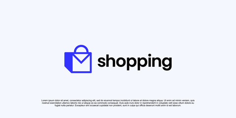 shopping bag logo with mail icon, online company logo