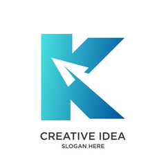 k Letter design gradient colorful simple modern