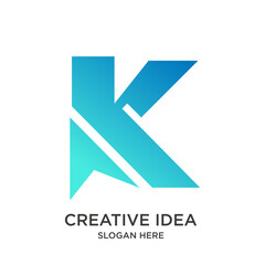 Obraz premium K Letter design gradient colorful simple modern