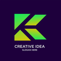 K Letter design gradient colorful simple modern