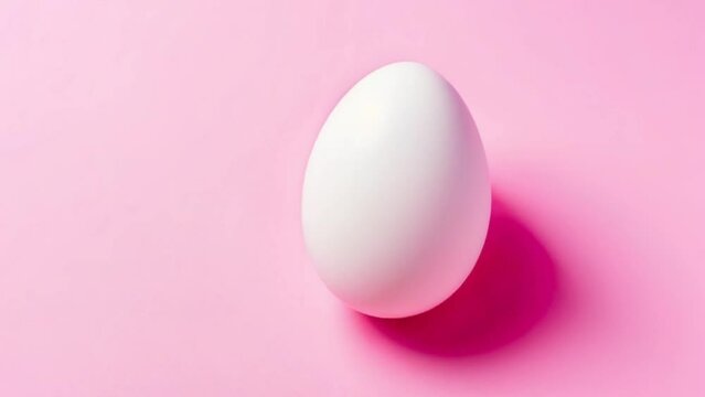 abstract transforming White egg color on pink background, motion