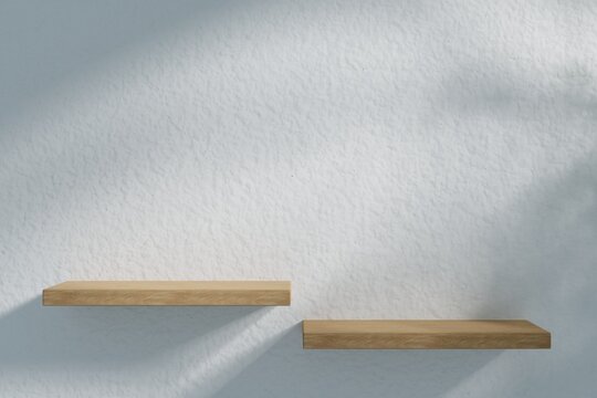 3D illustration empty shelf on a wall