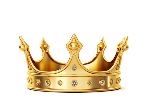 A Simple Gold Crown Isolated on a White Background