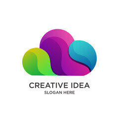 Cloud logo design gradient colorful simple modern