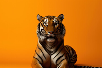 Fierce Majesty: A Captivating Portrait of a Wild Bengal Tiger, the Majestic King of the Jungle, Piercing Eyes and Dangerous Grace, Against a Striking Black and White Background