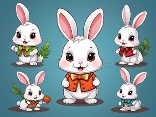 Fototapeta premium Set of easter rabbits