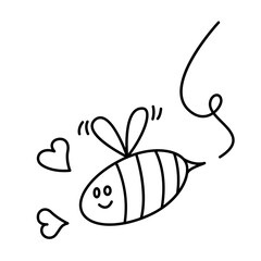 cute bee icon in a hand-drawn style
