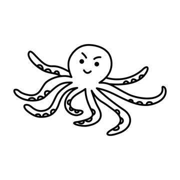 Cute octopus in a hand-drawn style