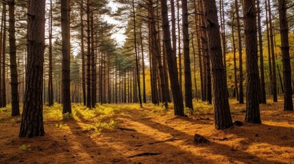 Pine forest with autumn colors