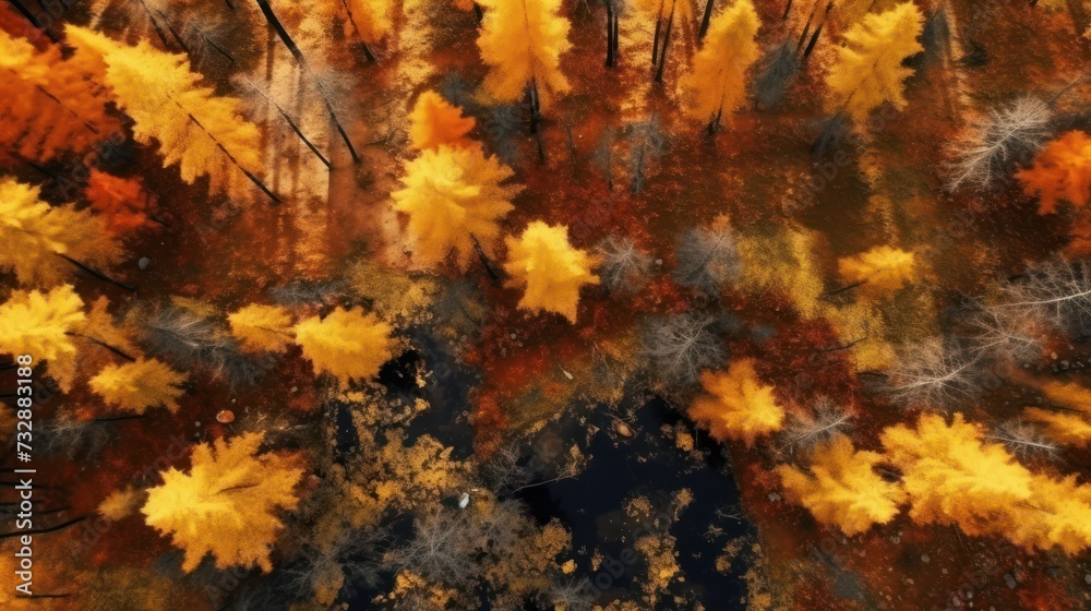 Canvas Prints aerial view of autumn forest