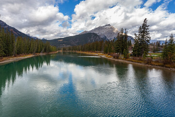 Bow River in Banff, Alberta, Canada. View from above