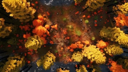 Fototapeta na wymiar aerial view of autumn forest