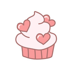 cupcake with heart VALENTINE'S DAY ICON VECTOR ILLUSTRATION